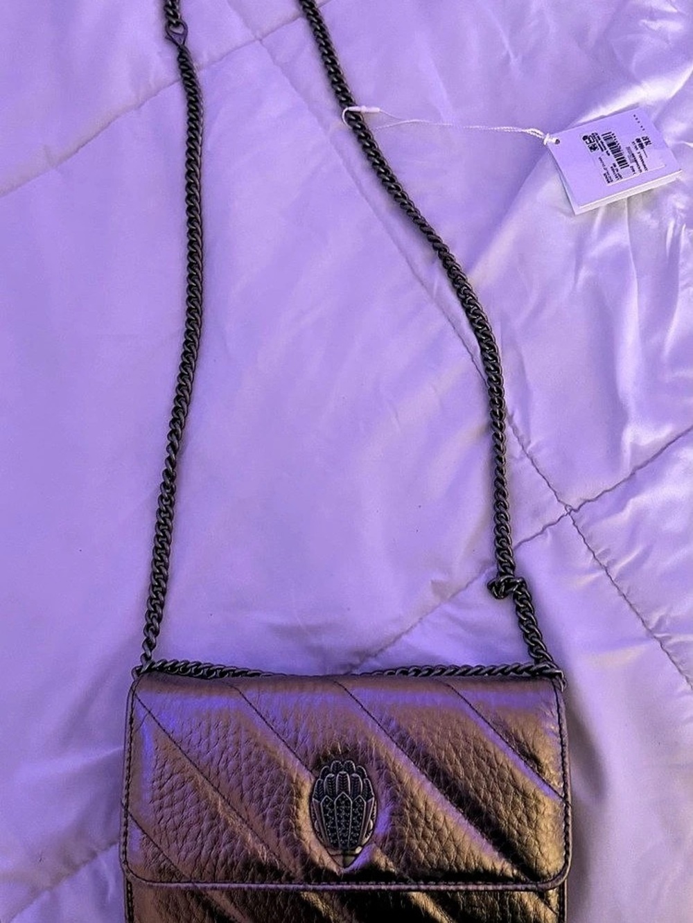 Kurt Geiger Kensington Chain Wallet Geometric Crossbody Brown